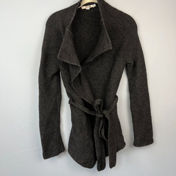 Boden Barcelona Wool Alpaca Blend Dark Gray Wrap Cardigan Size 2 - Picture 2 of 7